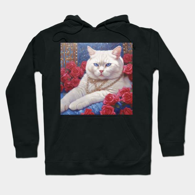 White Cat With Blue Eyes Hoodie by Enchanted Reverie